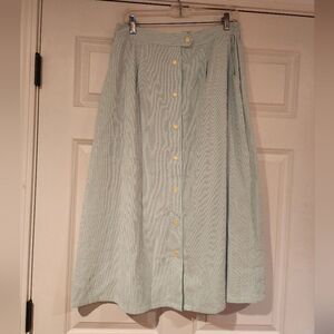 Koret Francisca vintage blue and white striped button front skirt